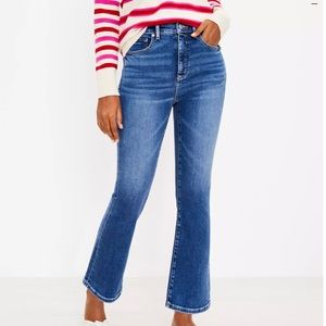 Ann Taylor Loft Petite High Rise Kick Crop Jeans in Dark Indigo Wash